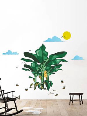 Rawpockets Wall Decals ' Banana Tree Story with Sunrise ' Wall stickers (PVC Vinyl) Multicolour - 15734054 - Standard Image - 3