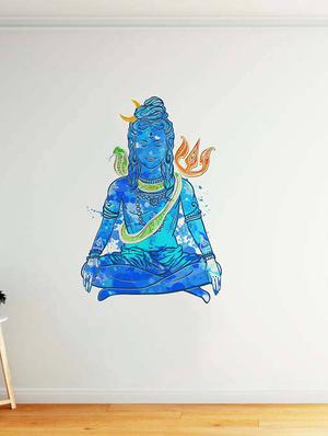 Rawpockets Wall Decals ' Divine Lord Shiva Bluish ' Wall stickers (PVC Vinyl) Multicolour - 15734056 - Standard Image - 3