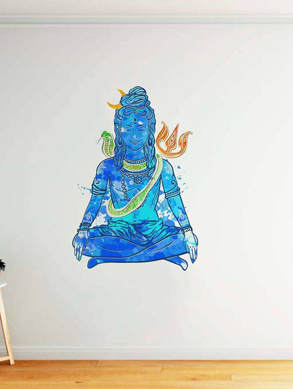 Rawpockets Wall Decals ' Divine Lord Shiva Bluish ' Wall stickers (PVC Vinyl) Multicolour - 15734056 - Zoom Image - 3