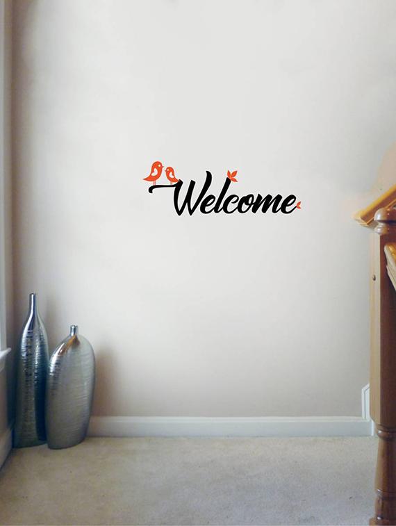Rawpockets Wall Decals ' Welcome Bird - Door Decorative ' Wall stickers (PVC Vinyl) Multicolour - 15734057 - Zoom Image - 3