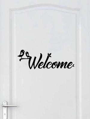 Rawpockets Wall Decals ' Welcome Bird Black - Door Decorative ' Wall stickers (PVC Vinyl) Multicolour - 15734058 - Standard Image - 3