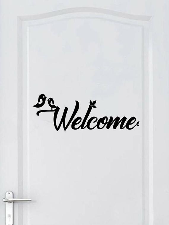 Rawpockets Wall Decals ' Welcome Bird Black - Door Decorative ' Wall stickers (PVC Vinyl) Multicolour - 15734058 - Zoom Image - 3