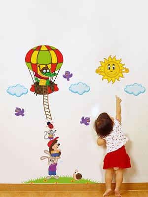 Rawpockets Wall Decals ' Animals and Hot Air Baloon Story - Kid's Room ' Wall stickers (PVC Vinyl) Multicolour - 15734060 - Standard Image - 3