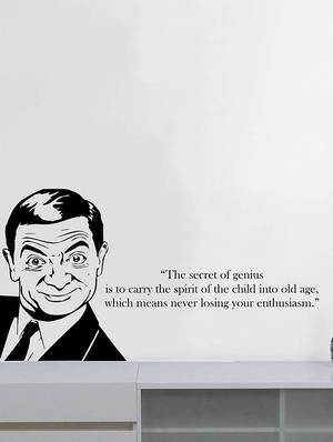 Rawpockets Wall Decals ' " The Secret of Genius " Quote with Mr.Bean ' Wall stickers (PVC Vinyl) Multicolour - 15734064 - Standard Image - 3