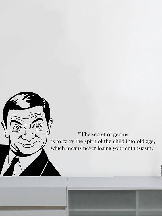 Rawpockets Wall Decals ' " The Secret of Genius " Quote with Mr.Bean ' Wall stickers (PVC Vinyl) Multicolour - 15734064 - Zoom Image - 3
