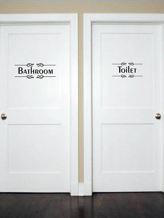 Rawpockets Wall Decals ' Toilet and Bathroom Sign ' Wall stickers (PVC Vinyl) Multicolour - 15734069 - Zoom Image - 3