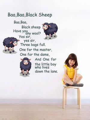 Rawpockets Wall Decals ' Baa Baa Black Sheep Poem - Kid's Room ' Wall stickers (PVC Vinyl) Multicolour - 15734075 - Standard Image - 3