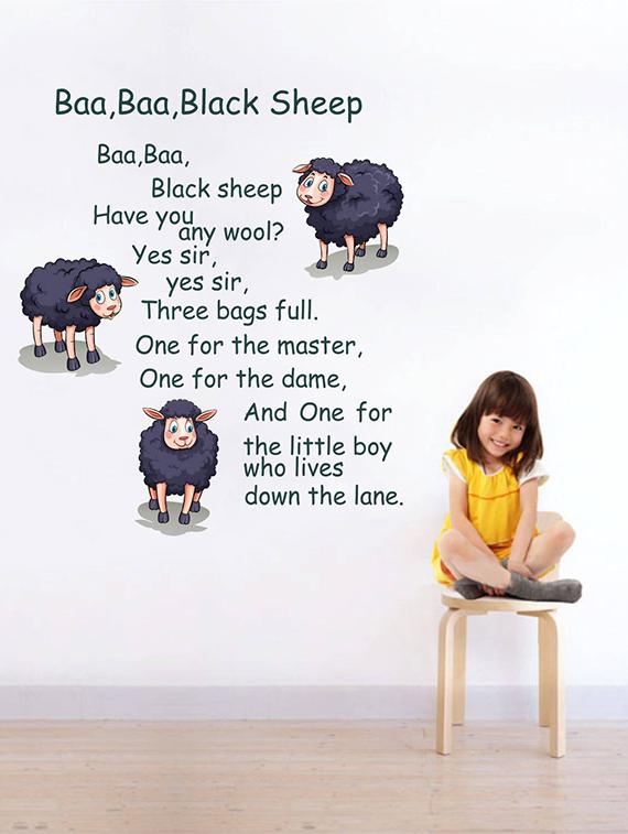 Rawpockets Wall Decals ' Baa Baa Black Sheep Poem - Kid's Room ' Wall stickers (PVC Vinyl) Multicolour - 15734075 - Zoom Image - 3