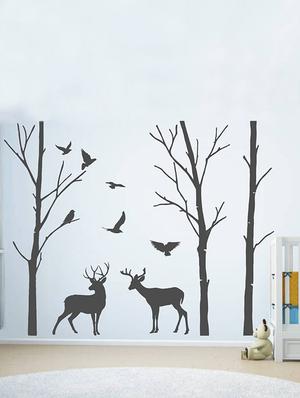 Rawpockets Wall Decals ' Deer and Jungle Black Story ' Wall stickers (PVC Vinyl) Multicolour - 15734083 - Standard Image - 3