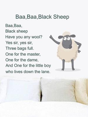Rawpockets Wall Decals ' Baa Baa Black Sheep Kid's Poem - Kid's Room ' Wall stickers (PVC Vinyl) Multicolour - 15734084 - Standard Image - 3