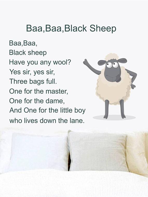 Rawpockets Wall Decals ' Baa Baa Black Sheep Kid's Poem - Kid's Room ' Wall stickers (PVC Vinyl) Multicolour - 15734084 - Zoom Image - 3