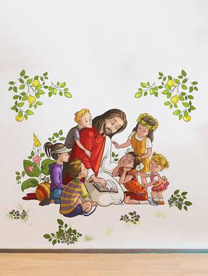 Rawpockets Wall Decals ' Lord Jesus with Kids ' Wall stickers (PVC Vinyl) Multicolour - 15734085 - Standard Image - 3