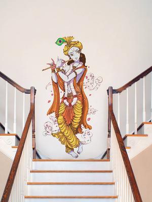 Rawpockets Wall Decals ' Lord Krishna with Flute ' Wall stickers (PVC Vinyl) Multicolour - 15734087 - Standard Image - 3