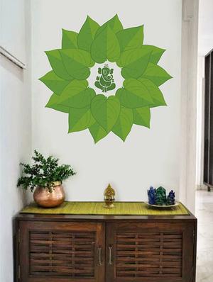 Rawpockets Wall Decals ' Lord Ganesha Green Decorative Leaves ' Wall stickers (PVC Vinyl) Multicolour - 15734092 - Standard Image - 3