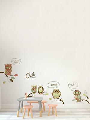 Rawpockets Wall Decals ' Owls Family Story - Kid's Room ' Wall stickers (PVC Vinyl) Multicolour - 15734094 - Standard Image - 3