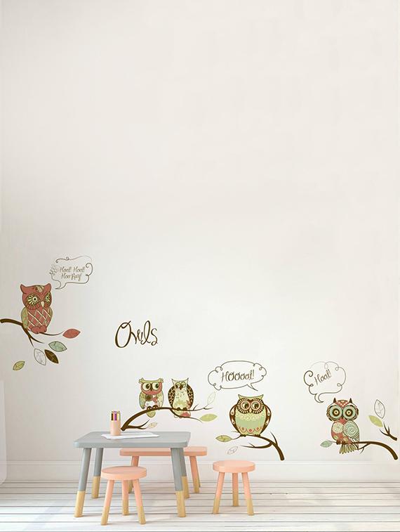 Rawpockets Wall Decals ' Owls Family Story - Kid's Room ' Wall stickers (PVC Vinyl) Multicolour - 15734094 - Zoom Image - 3