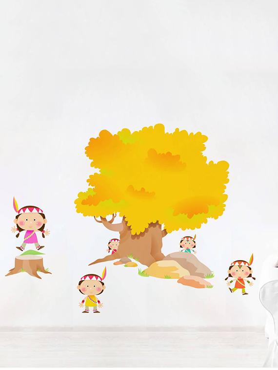 Rawpockets Wall Decals ' Jungle Story and Tribal Girls- Kids Room ' Wall stickers (PVC Vinyl) Multicolour - 15734095 - Zoom Image - 3