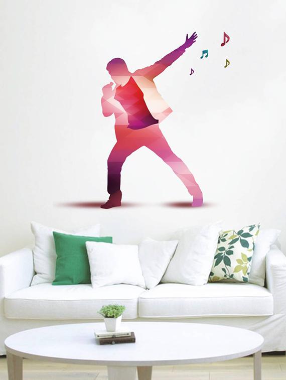 Rawpockets Wall Decals ' Man Singing Song ' Wall stickers (PVC Vinyl) Multicolour - 15734100 - Zoom Image - 3