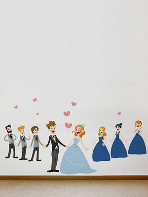 Rawpockets Wall Decals ' Couple Marriage and Their Friends ' Wall stickers (PVC Vinyl) Multicolour - 15734101 - Standard Image - 3