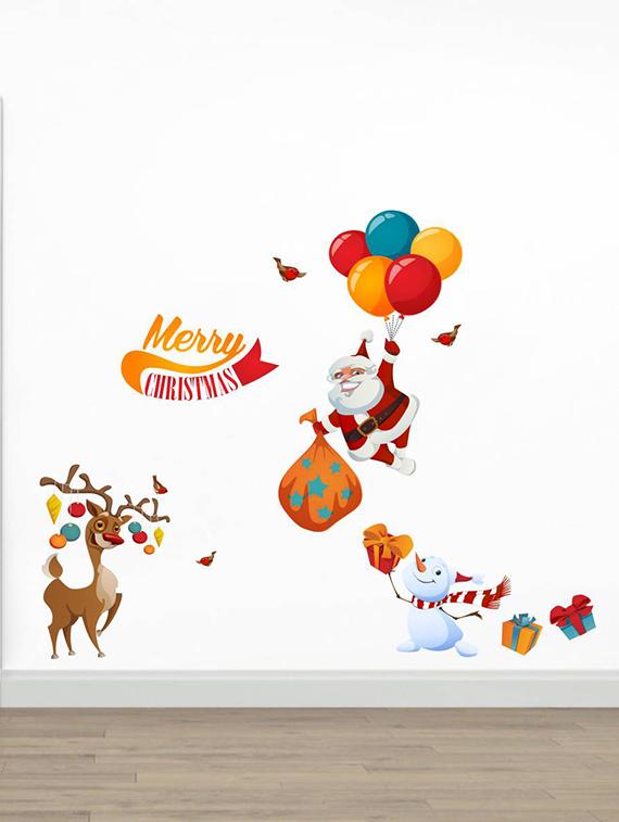 Rawpockets Wall Decals ' Merry Christmas Decorative ' Wall stickers (PVC Vinyl) Multicolour - 15734107 - Zoom Image - 3