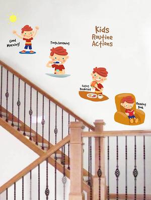 Rawpockets Wall Decals ' Kids Routine actions - Kids Room ' Wall stickers (PVC Vinyl) Multicolour - 15734109 - Standard Image - 3
