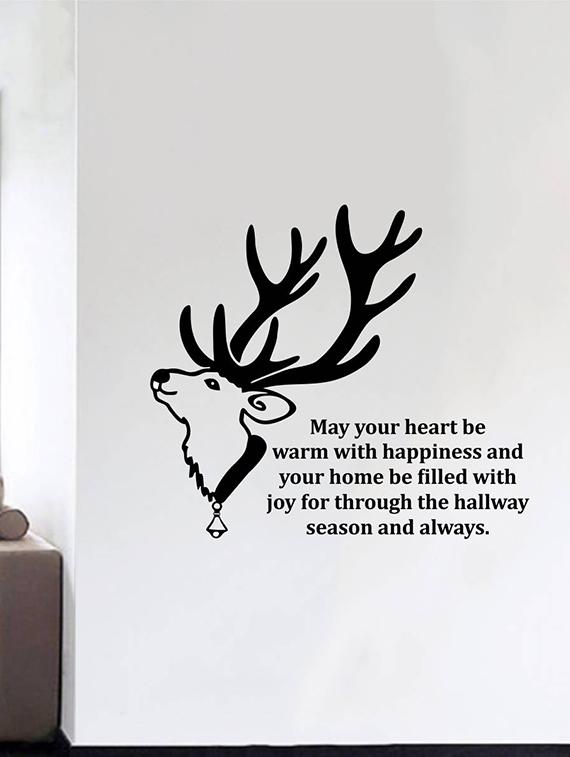 Rawpockets Wall Decals ' Deer and Christmas New Year Quotes ' Wall stickers (PVC Vinyl) Multicolour - 15734110 - Zoom Image - 3