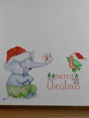 Rawpockets Wall Decals ' Elephant Gift for Christmas ' Wall stickers (PVC Vinyl) Multicolour - 15734112 - Standard Image - 3