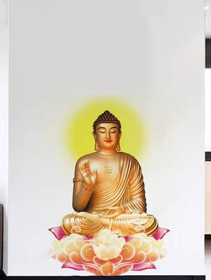 Rawpockets Wall Decals ' Lord Buddha Peaceful on Lotus ' Wall stickers (PVC Vinyl) Multicolour - 15734113 - Standard Image - 3