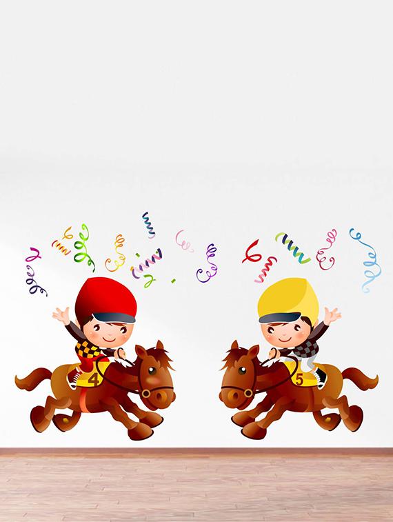 Rawpockets Wall Decals ' Champion Kids Riding Horse - Kids Room ' Wall stickers (PVC Vinyl) Multicolour - 15734116 - Zoom Image - 3