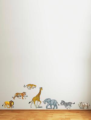 Rawpockets Wall Decals ' Wild Animals with Name - Kids Room ' Wall stickers (PVC Vinyl) Multicolour - 15734121 - Standard Image - 3