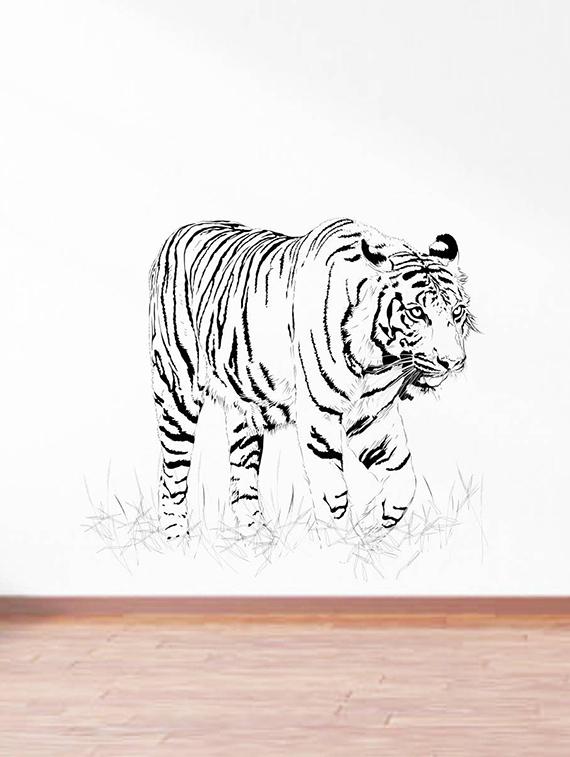 Rawpockets Wall Decals ' Indian Bengal Tiger ' Wall stickers (PVC Vinyl) Multicolour - 15734126 - Zoom Image - 3