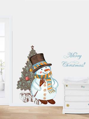 Rawpockets Wall Decals ' Snowman Merry Christmas Decorative ' Wall stickers (PVC Vinyl) Multicolour - 15734127 - Standard Image - 3