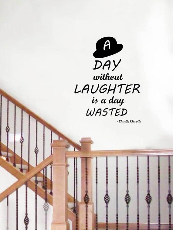 Rawpockets Wall Decals ' Charlie Chaplin Laughter Quote ' Wall stickers (PVC Vinyl) Multicolour - 15734131 - Zoom Image - 3