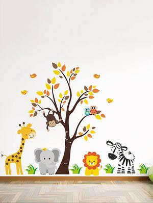 Rawpockets Wall Decals ' Baby Jungle Animals Story ' Wall stickers (PVC Vinyl) Multicolour - 15734138 - Standard Image - 3