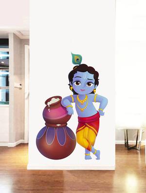 Rawpockets Wall Decals ' Lord Krishna and Butter Pots ' Wall stickers (PVC Vinyl) Multicolour - 15734139 - Standard Image - 3
