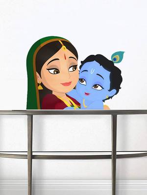 Rawpockets Wall Decals ' Lord Krishna and Mother ' Wall stickers (PVC Vinyl) Multicolour - 15734140 - Standard Image - 3