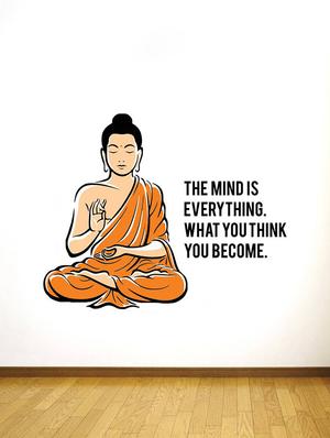 Rawpockets Wall Decals ' Peaceful Buddha and Quote on Mind ' Wall stickers (PVC Vinyl) Multicolour - 15734141 - Standard Image - 3