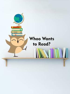 Rawpockets Wall Decals ' " Whoo Wants to Read " Cartoon Quote - Kids Room ' Wall stickers (PVC Vinyl) Multicolour - 15734148 - Standard Image - 3