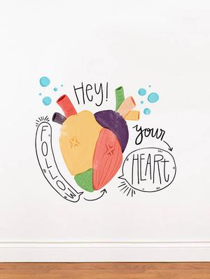Rawpockets Wall Decals ' Follow Your Heart ' Wall stickers (PVC Vinyl) Multicolour - 15734155 - Standard Image - 3