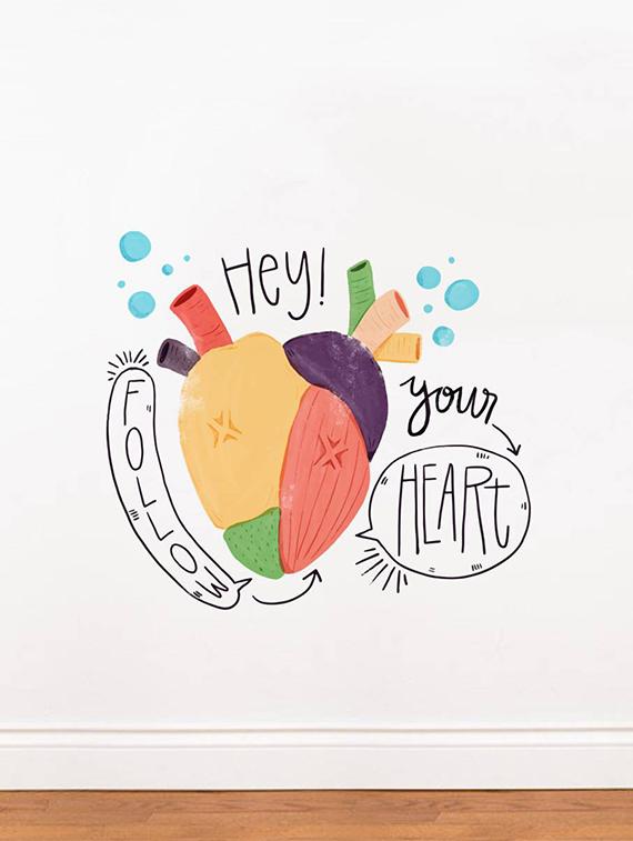 Rawpockets Wall Decals ' Follow Your Heart ' Wall stickers (PVC Vinyl) Multicolour - 15734155 - Zoom Image - 3