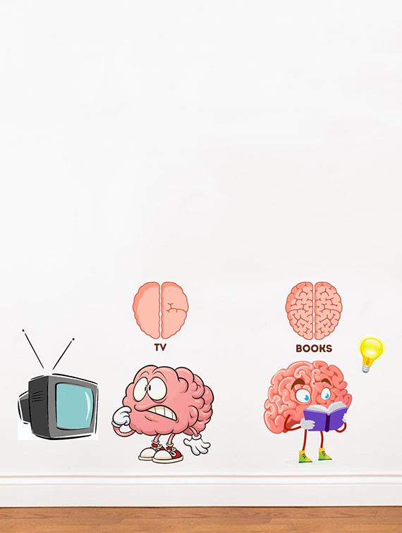 Rawpockets Wall Decals ' TV vs Brain ' Wall stickers (PVC Vinyl) Multicolour - 15734156 - Zoom Image - 3
