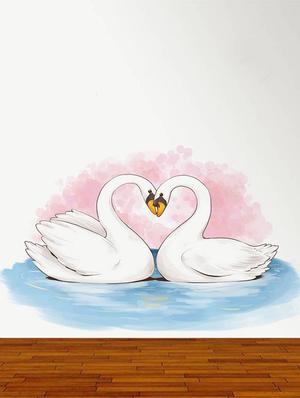Rawpockets Wall Decals ' Beautiful Swan with Heart-in Background ' Wall stickers (PVC Vinyl) Multicolour - 15734157 - Standard Image - 3