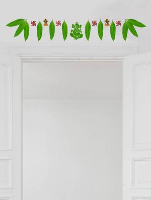 Rawpockets Wall Decals ' Mango Leaves with Ganapathi Decorative for Doors ' Wall stickers (PVC Vinyl) Multicolour - 15734158 - Standard Image - 3