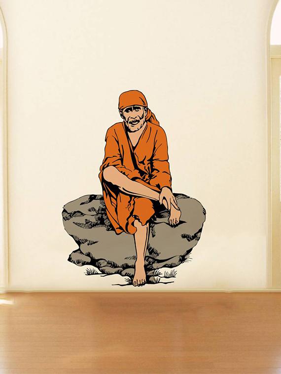 Rawpockets Wall Decals ' Lord Sai Baba ' Wall stickers (PVC Vinyl) Multicolour - 15734159 - Zoom Image - 3