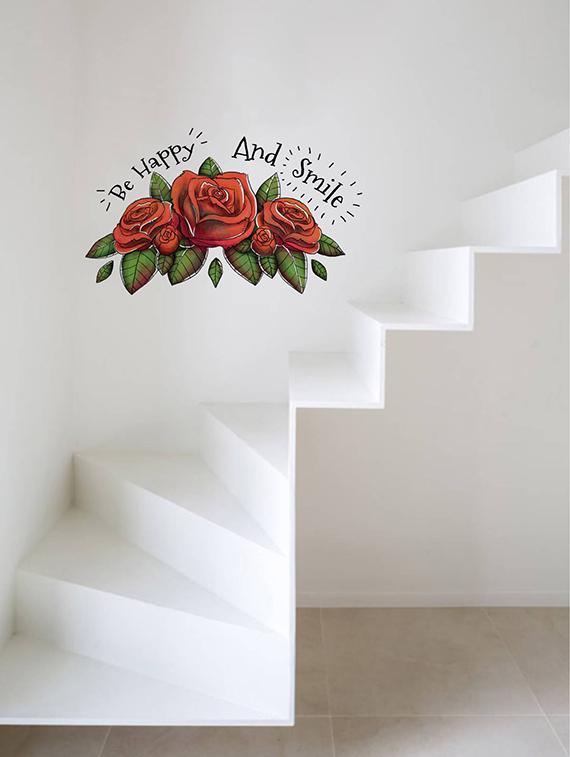 Rawpockets Wall Decals ' Be Happy and Smile ' Wall stickers (PVC Vinyl) Multicolour - 15734172 - Zoom Image - 3