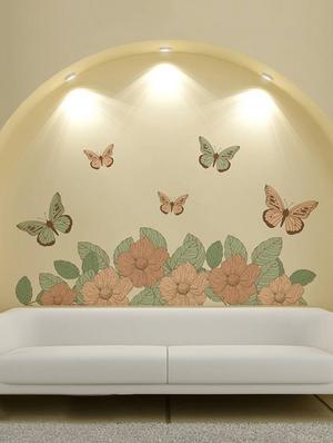 Rawpockets Wall Decals ' Flowers and Butterfly Decorative - Bed Room ' Wall stickers (PVC Vinyl) Multicolour - 15734174 - Standard Image - 3