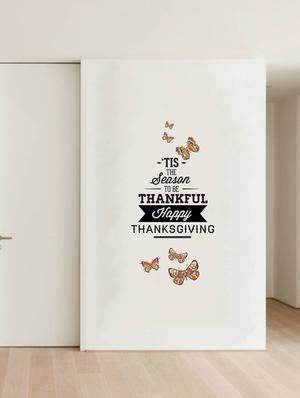 Rawpockets Wall Decals ' Thanks Giving Quote and Butterfly ' Wall stickers (PVC Vinyl) Multicolour - 15734175 - Standard Image - 3