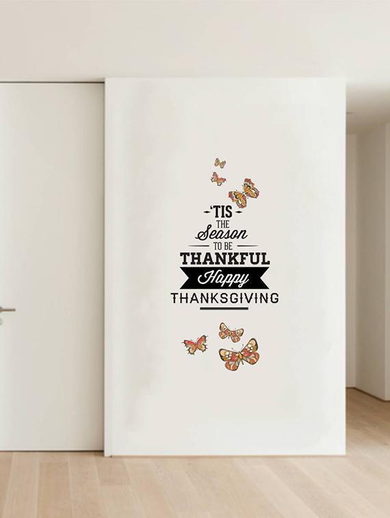 Rawpockets Wall Decals ' Thanks Giving Quote and Butterfly ' Wall stickers (PVC Vinyl) Multicolour - 15734175 - Zoom Image - 3