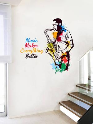 Rawpockets Wall Decals ' Music Makes Everything Better -Typography ' Wall stickers (PVC Vinyl) Multicolour - 15734178 - Standard Image - 3