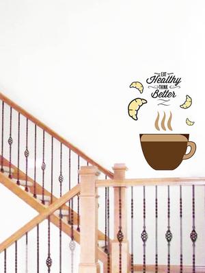 Rawpockets Wall Decals ' Eat Healthy Think Better ' Wall stickers (PVC Vinyl) Multicolour - 15734179 - Standard Image - 3